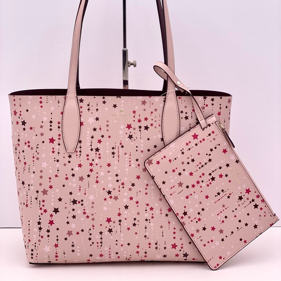 kate spade Handbags - Kate Spade Twinkle Printed Small Reversible Tote Shoulder Bag in Pink Multi
